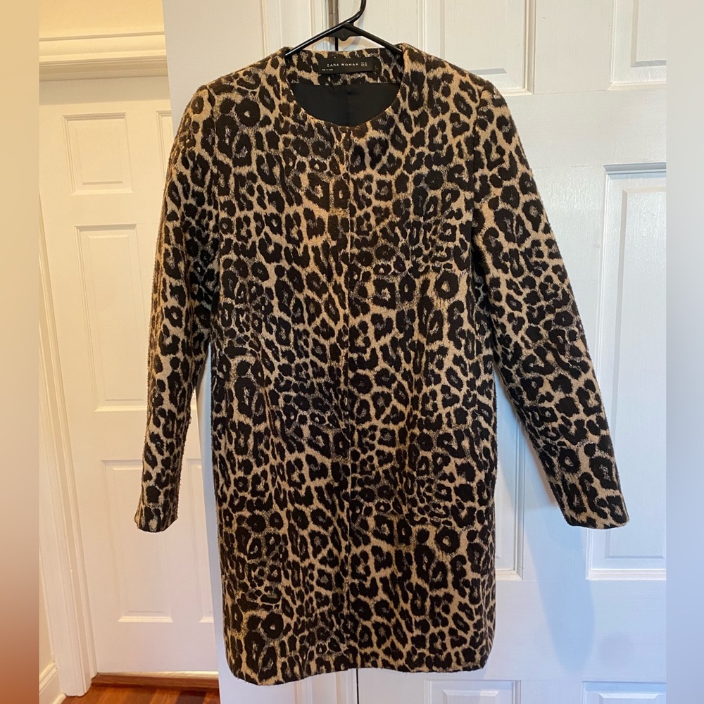 Zara wool leopard coat, XS